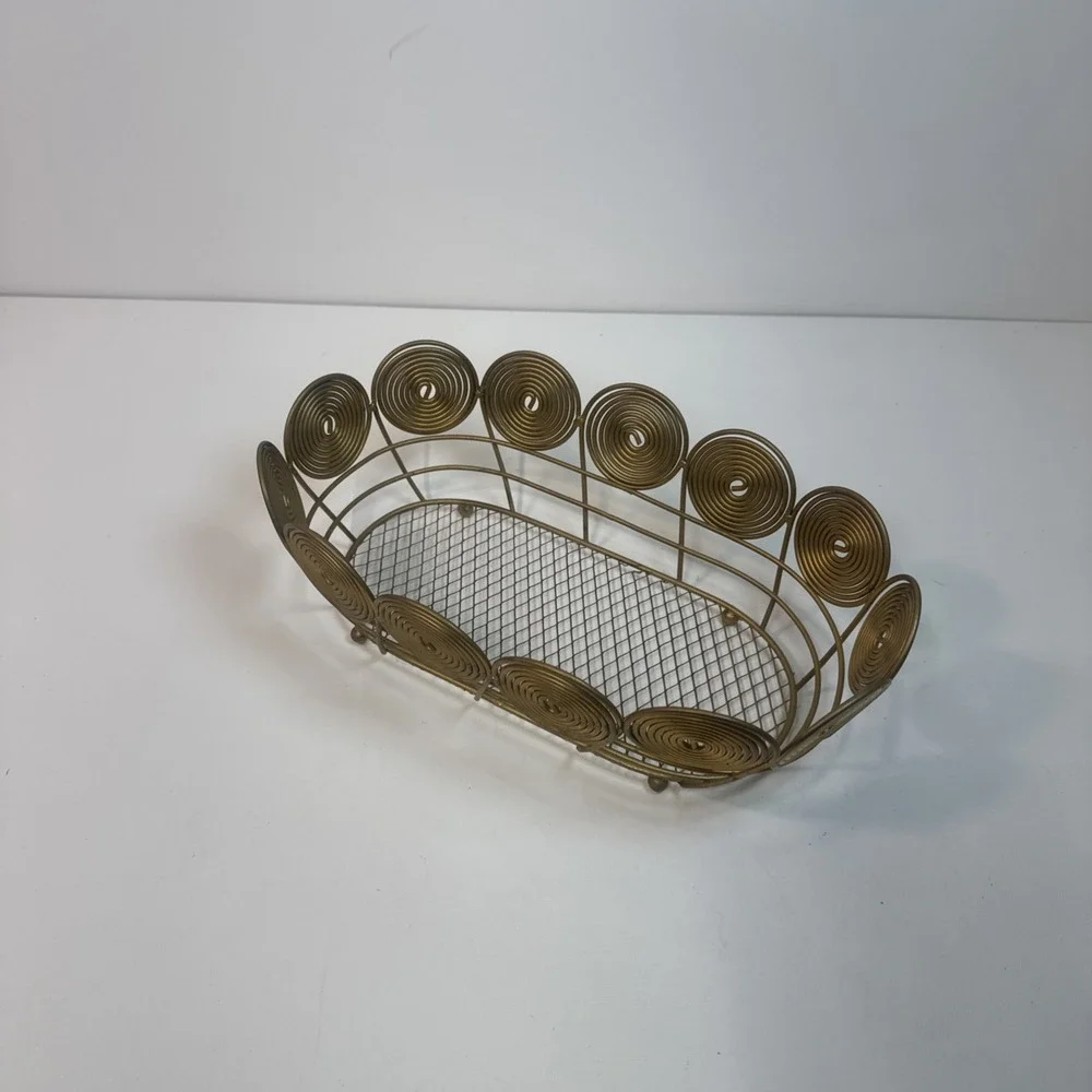 Retro Atomic Coiled Wire Basket‎ Bread Rolls Letters Desk Organizer MCM